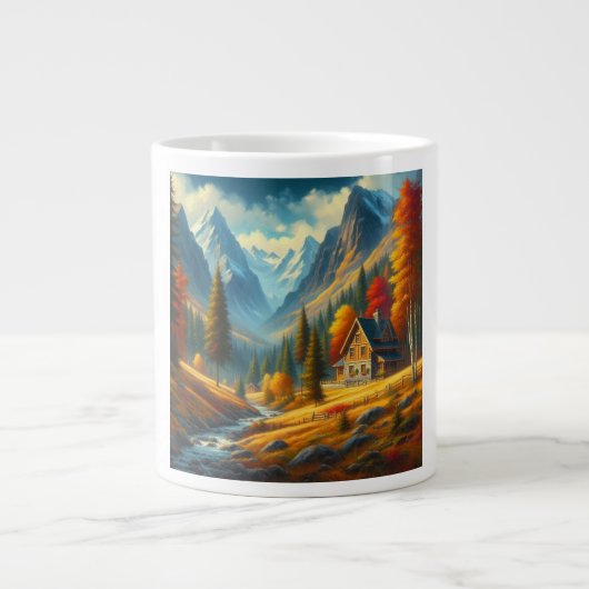 Rustikale Hütte, Herbst Jumbo-Tasse (Vorderseite)
