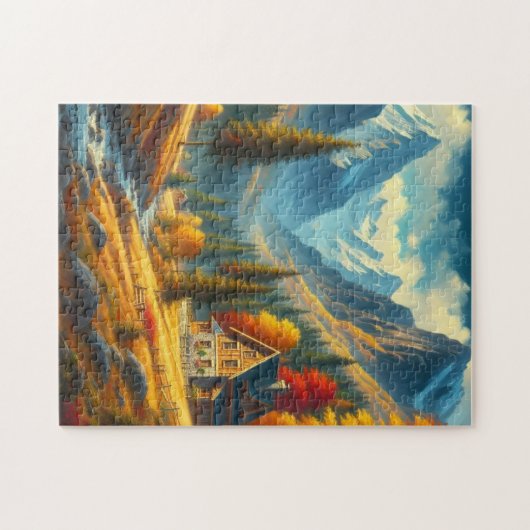 Rustikale Hütte, Herbst Puzzle (Horizontal)