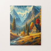 Rustikale Hütte, Herbst Puzzle (Vertikal)