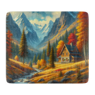 Rustikale Hütte, Herbst Schneidebrett