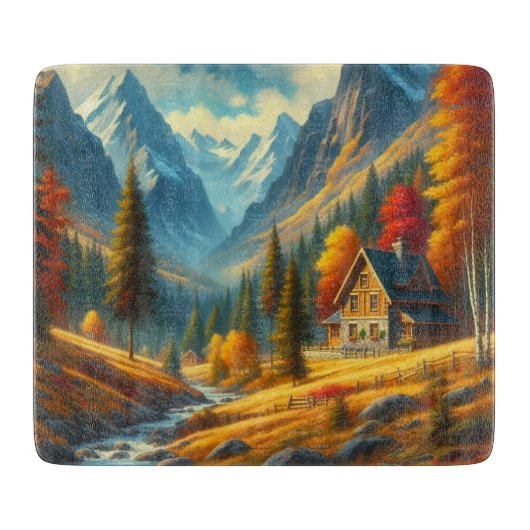 Rustikale Hütte, Herbst Schneidebrett (Vorderseite)