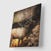 Rustikale Hütte Hütte Waldelke Quadratische Wanduhr (Winkel)