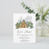 Rustikale Hütte im Wald, Wasserfarben, die sich be Ankündigungspostkarte (Stehend Vorderseite)