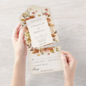 Rustikale Hütte Kernfall-Wildblumen All In One Einladung (Abreißen)