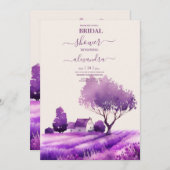 Rustikale Hütte Lila Lavendel Bridal Einladung (Vorne/Hinten)