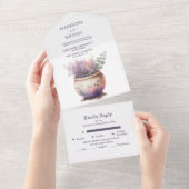 Rustikale Hütte Lila Lavendelhochzeit All In One Einladung (Abreißen)