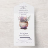 Rustikale Hütte Lila Lavendelhochzeit All In One Einladung (Innen Boden)