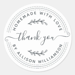 Rustikale Hütte mit Liebe Schwarz-weiß Danke Runder Aufkleber