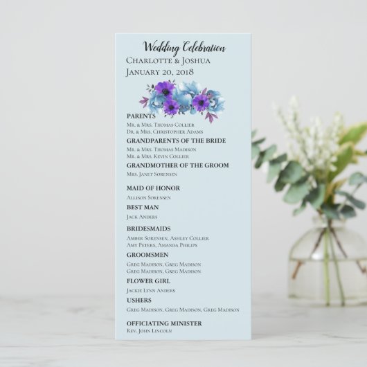 Rustikale Hütte Rose Hochzeit Suite Bridal Zeremon Programm (Stehend Vorderseite)