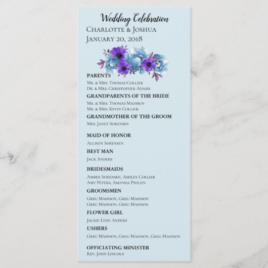 Rustikale Hütte Rose Hochzeit Suite Bridal Zeremon Programm (Vorderseite)