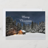 Rustikale Hütte Schnee Winter Weihnachtswohnung Feiertagskarte (Vorne/Hinten)