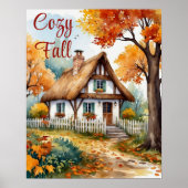 Rustikale Hütte Watercolor Gartenanlage Poster (Vorne)