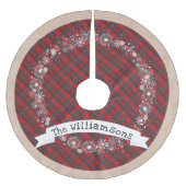 Rustikale Hütte Weihnachten Karierte Schneeflocken Polyester Weihnachtsbaumdecke (Vorderseite)