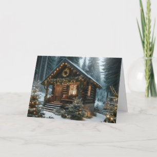 Rustikale Hütte Weihnachtsgrußkarten Feiertagskarte