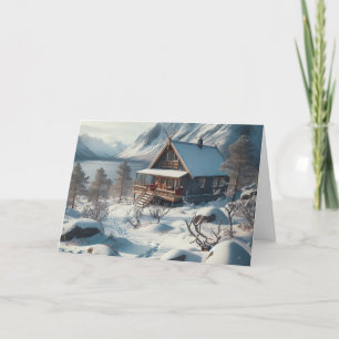 Rustikale Hütte Weihnachtsgrußkarten Feiertagskarte