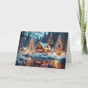 Rustikale Hütte Weihnachtsgrußkarten Feiertagskarte