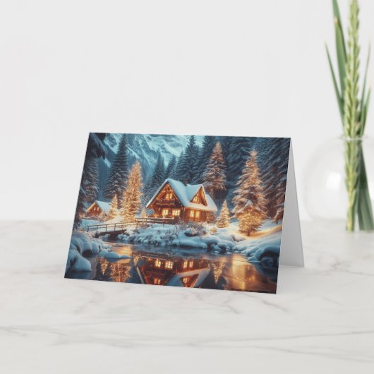 Rustikale Hütte Weihnachtsgrußkarten Feiertagskarte (Vorderseite)