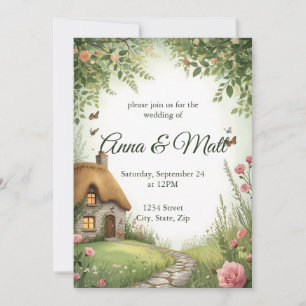 Rustikale Hütte Wildblume Hochzeit Einladung