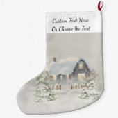 Rustikale Hütte Winterschneewald Großer Weihnachtsstrumpf (Rückseite)