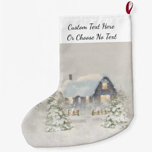 Rustikale Hütte Winterschneewald Großer Weihnachtsstrumpf (Rückseite)