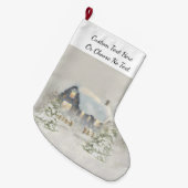 Rustikale Hütte Winterschneewald Großer Weihnachtsstrumpf (Vorderansicht (hängend))