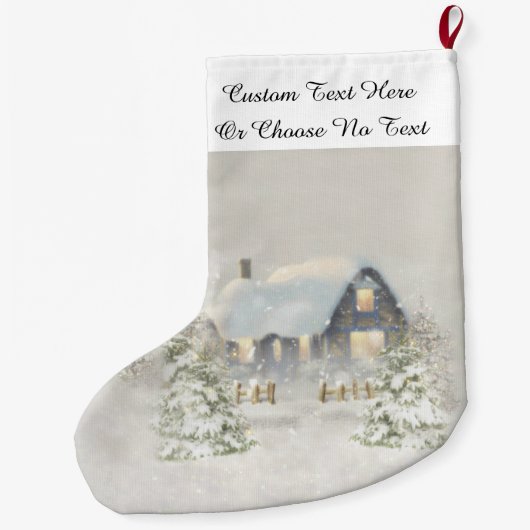 Rustikale Hütte Winterschneewald Großer Weihnachtsstrumpf (Rückseite)