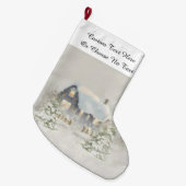 Rustikale Hütte Winterschneewald Großer Weihnachtsstrumpf (Vorderansicht (hängend))