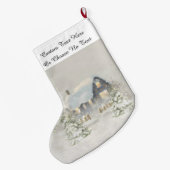 Rustikale Hütte Winterschneewald Großer Weihnachtsstrumpf (Rückseite (Hängend))