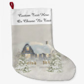 Rustikale Hütte Winterschneewald Großer Weihnachtsstrumpf (Vorderseite)