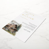 Rustikale Hüttengebirge Winterische Hochzeit im He Folieneinladung (Gedreht)