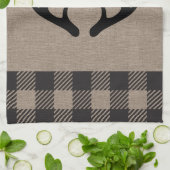 Rustikale Hüttenlodge Antler Mit Monogramm Handtuc Geschirrtuch (Gefaltet)