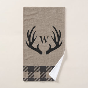 Rustikale Hüttenlodge Antler Mit Monogramm Handtuc Handtuch
