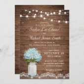 Rustikale Hydrangea Mason Jar String Lights Einladung (Vorne/Hinten)