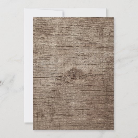 Rustikale Hydrangea & String Lights Barn Wood Wedd Einladung (Rückseite)