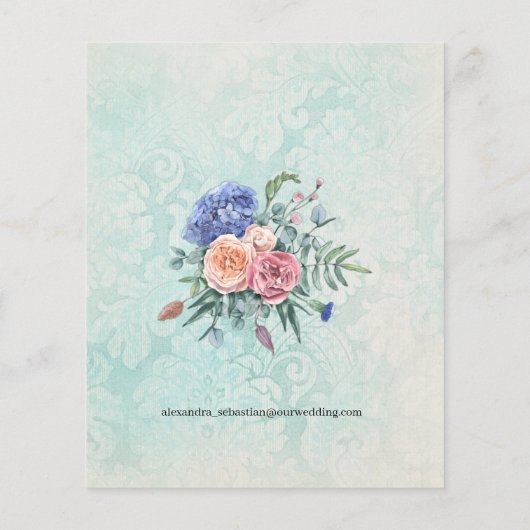 Rustikale Hydrangeas auf verblichener grüner Hochz Flyer (Hinten)