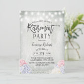 Rustikale Hydrangeas florale String Lights Retirem Einladung (Stehend Vorderseite)