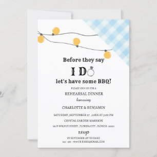 Rustikale 'I Do BBQ' Probe-Dinner-Einladung Einladung