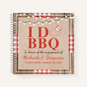 Rustikale I Do BBQ Verlobungsfeier Gastbuch für Pa Notizblock