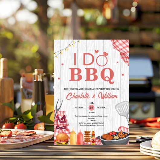 Rustikale 'Ich heirate BBQ' Verlobungsfeier Einladung