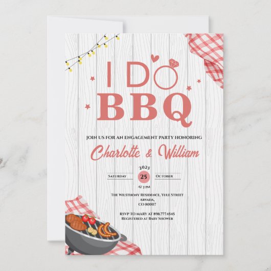 Rustikale 'Ich heirate BBQ' Verlobungsparty Einladung (Vorderseite)