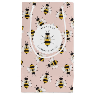 Rustikale Illustrierte Bienenrosa, individueller G Kleine Geschenktüte