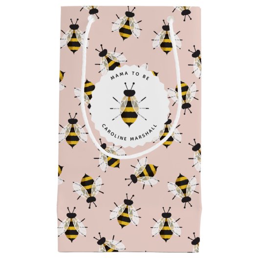 Rustikale Illustrierte Bienenrosa, individueller G Kleine Geschenktüte (Vorderseite)