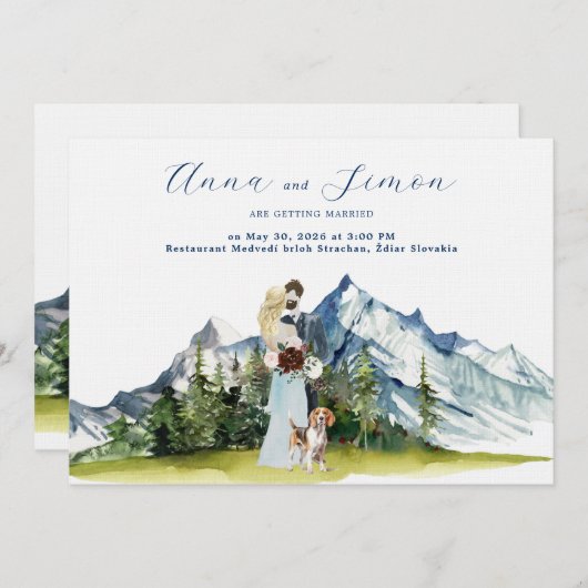 Rustikale Illustrierte Hochzeit Einladung (Vorne/Hinten)