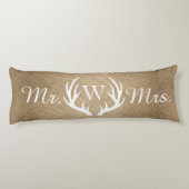 Rustikale Imitat Burlap & White Deer Antler Seitenschläferkissen (Rückseite)