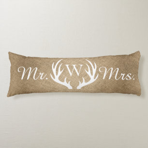 Rustikale Imitat Burlap & White Deer Antler Seitenschläferkissen