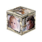 Rustikale Imitat Holzfamilie 5 Foto Würfel (Vorderseite Schrägansicht)