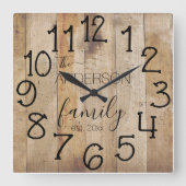 Rustikale Imitat Holzhütte Quadratische Wanduhr (Vorderseite)