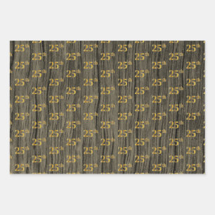 Rustikale Imitat Holzkörner, elegante Imitate Gol Geschenkpapier Set