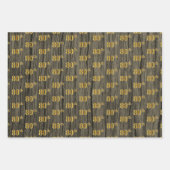 Rustikale Imitat Holzkörner, elegante Imitate Gold Geschenkpapier Set (Vorderseite 3)