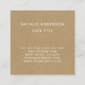 Rustikale Imitat Kraft Blumenreath  Quadratische Visitenkarte (Rückseite)